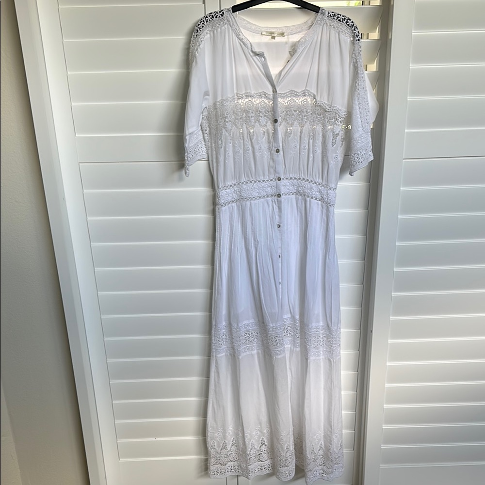 Love Shack Fancy Cotton White Lace Detail Maxi Dress Size Small NWOT $450